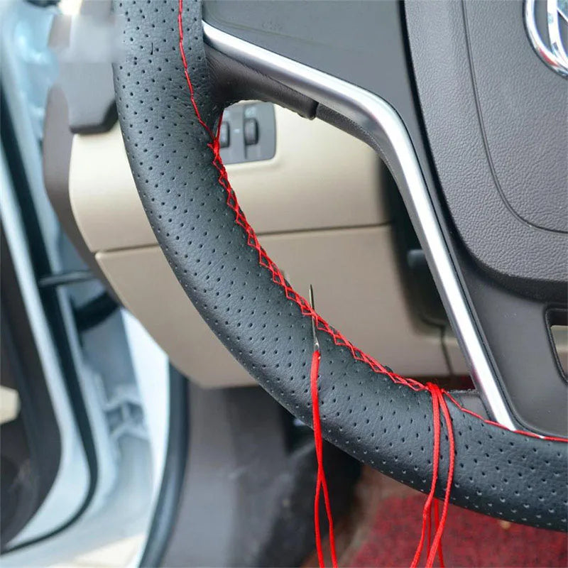 Leather Car Steering Wheel Cover Braid Needles