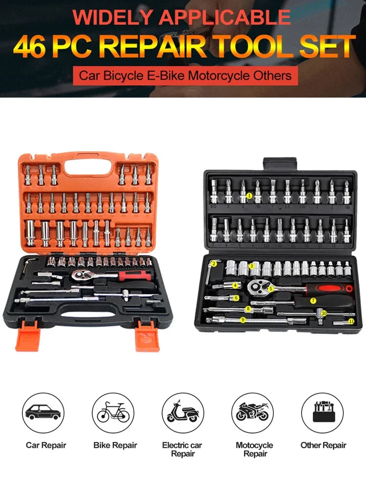 Comprehensive Ratchet Torque Wrench Auto Repair Tool Set.