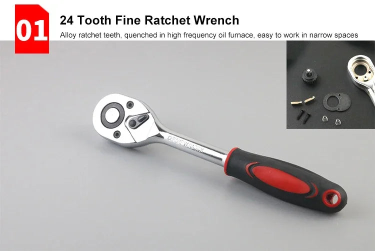 Comprehensive Ratchet Torque Wrench Auto Repair Tool Set.