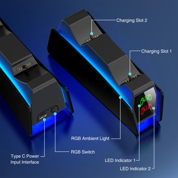 BEBONCOOL RGB Charging Station for PS5 Controllers - Image 3