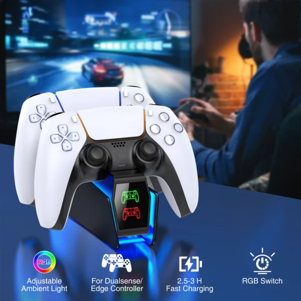 BEBONCOOL RGB Charging Station for PS5 Controllers - Image 4